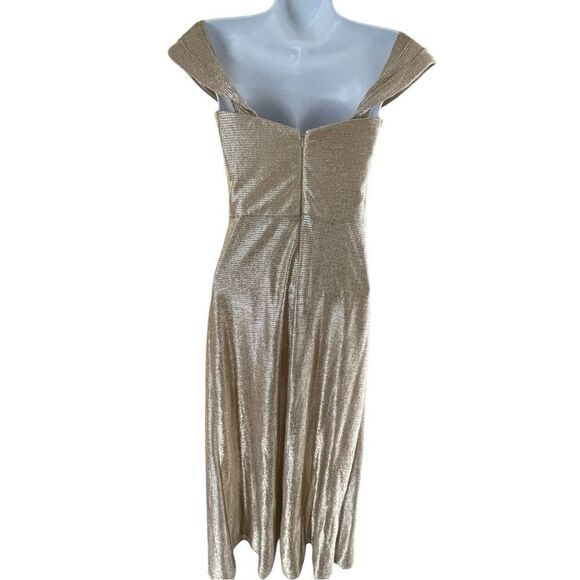 Hayley Paige Occasions Formal Off Shoulder Or Strapless Dress Style 52002 Gold 0 - Picture 3 of 16